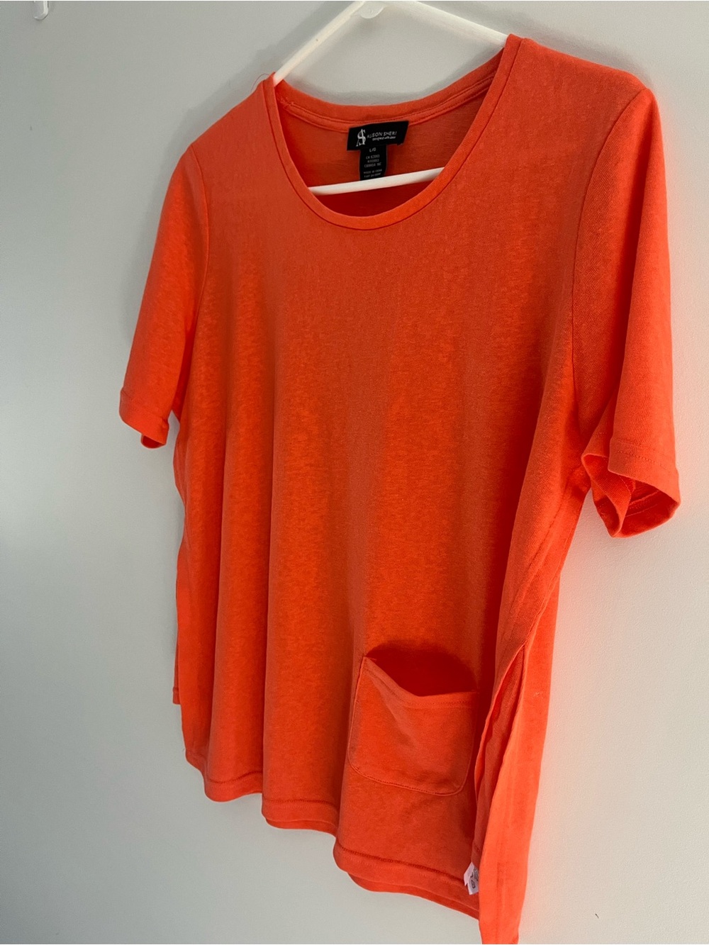 Eileen Fisher Vibrant Orange Short-Sleeve Pocket Tee